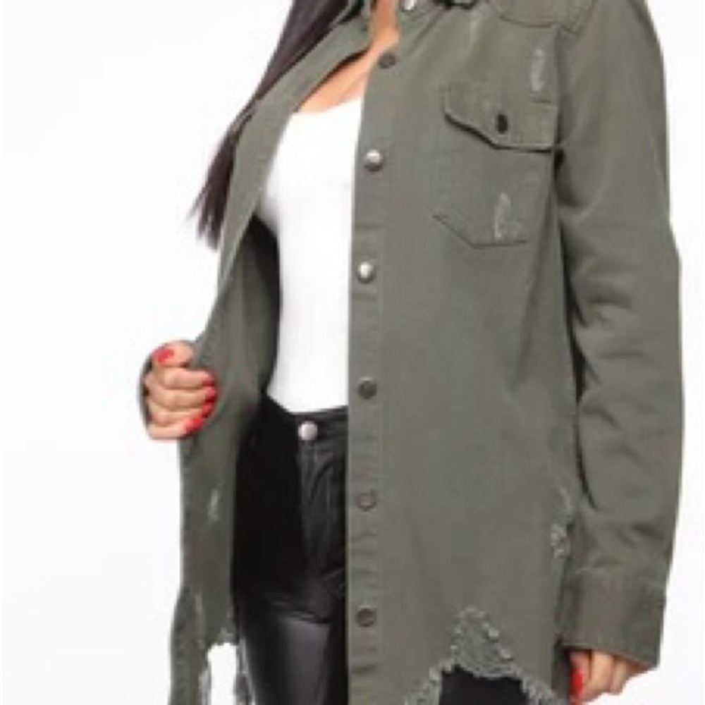 Women's Olive Green Distressed Jacket